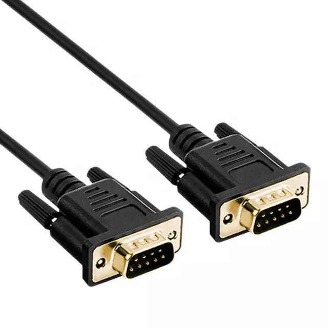 RS232 DB9 สายเคเบิลอนุกรม 9 พินชายกับชายการส่งข้อมูลวิดีโอแผ่นทอง