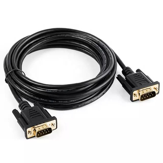 RS232 DB9 สายเคเบิลอนุกรม 9 พินชายกับชายการส่งข้อมูลวิดีโอแผ่นทอง