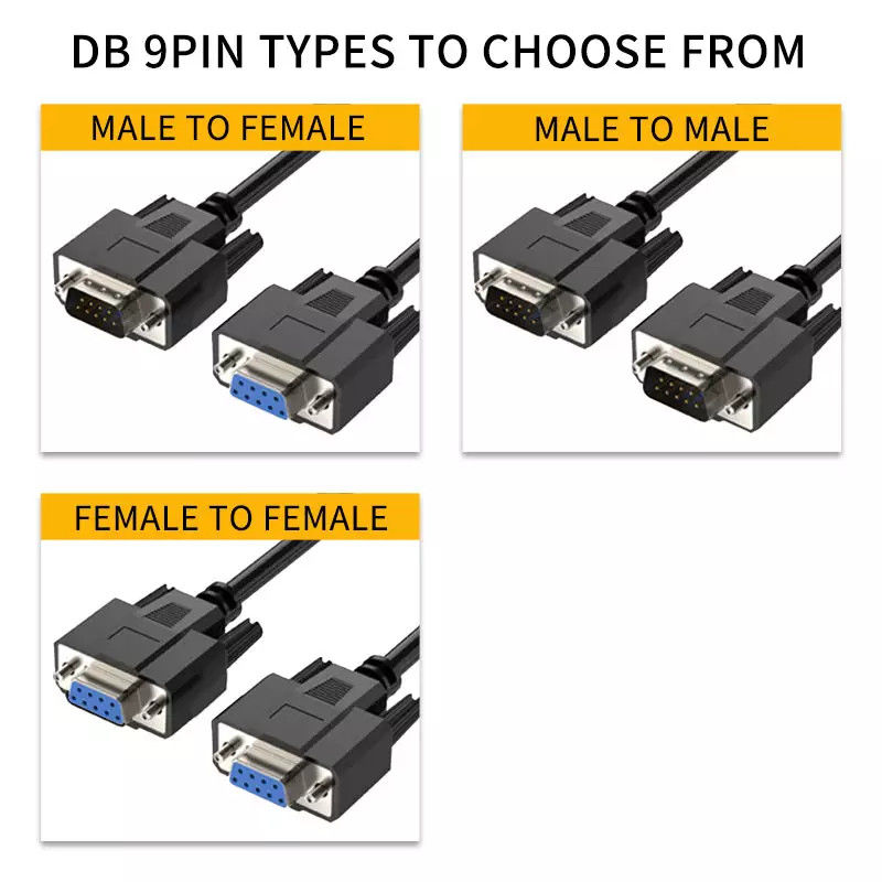 9 คอร์ 15 คอร์ 25 คอร์ 9 พิน สายเคเบิลโมเด็ม Null สายเคเบิลเครื่องพิมพ์ RS232