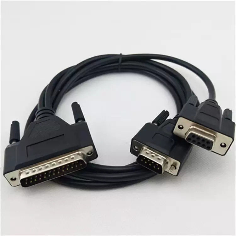 DB9M ถึง DB25M สายเคเบิลเครื่องพิมพ์คอมพิวเตอร์ DB25 ชายกับสายเคเบิลต่อขยาย DB9 หญิง OEM ODM