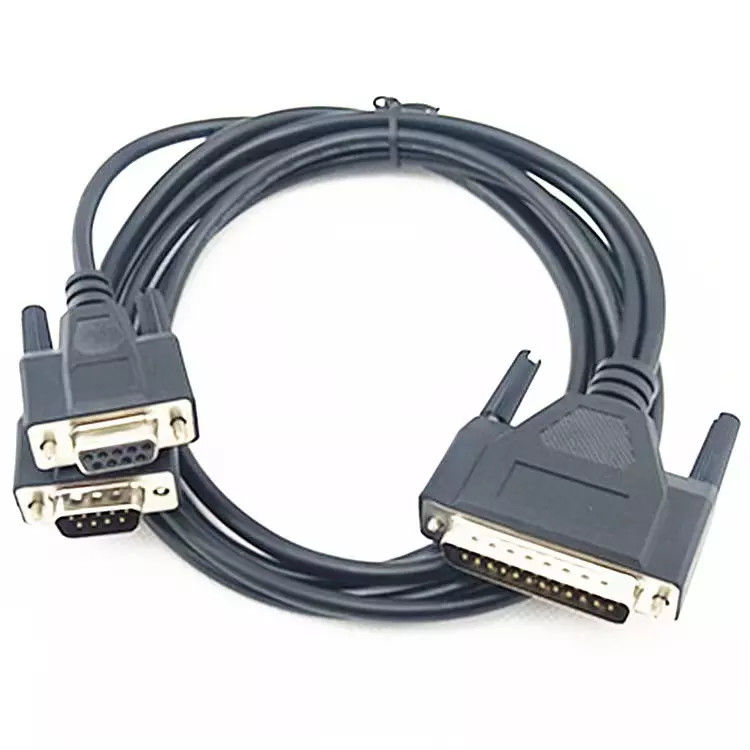 DB9M ถึง DB25M สายเคเบิลเครื่องพิมพ์คอมพิวเตอร์ DB25 ชายกับสายเคเบิลต่อขยาย DB9 หญิง OEM ODM
