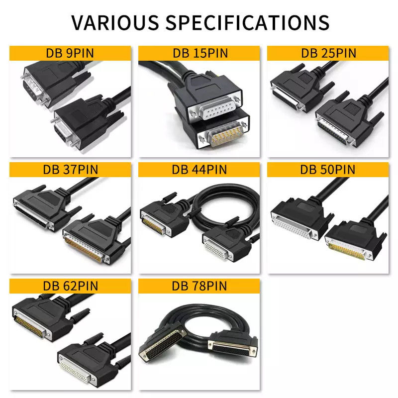 37 Pin D-Sub DB37 ชายกับชายสายเคเบิลสื่อสาร 3ft 6ft 10ft 25ft