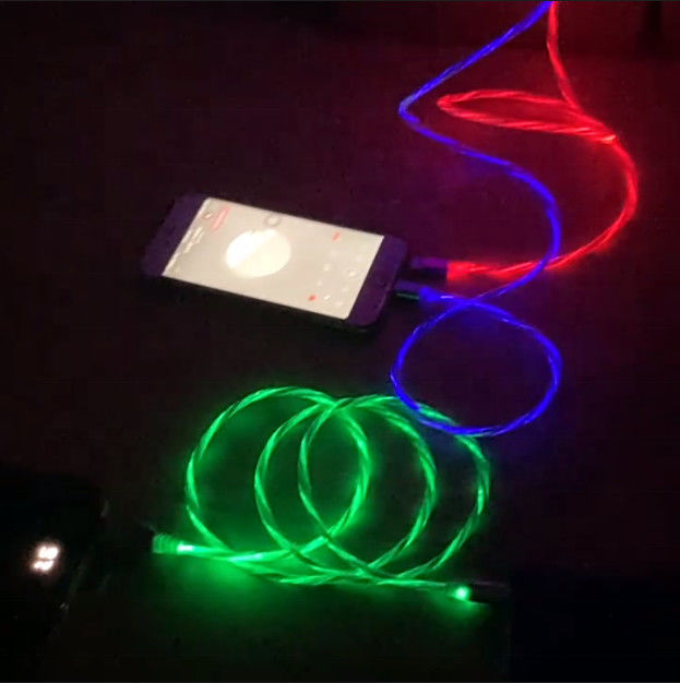 สายชาร์จเร็ว 3 IN 1 Type C 3A LED สายชาร์จ USB สีสันสดใส Lightning Flashing Cable