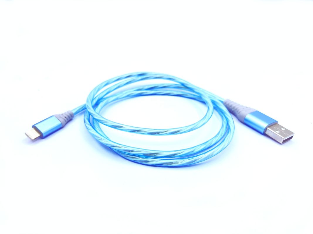สายชาร์จเร็ว 3 IN 1 Type C 3A LED สายชาร์จ USB สีสันสดใส Lightning Flashing Cable