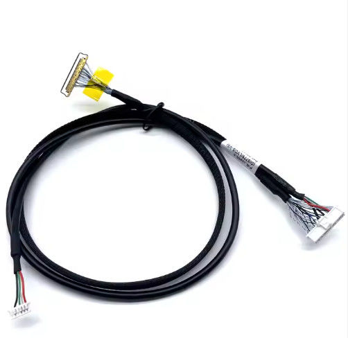 แอพลิเคชั่นอิเล็กทรอนิกส์ สีดํา Custom LVDs Wire Harness LCD Cable Assembly สําหรับแผ่นจอ