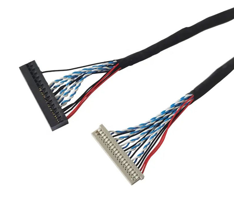 1.25 มิลลิเมตร 2.0 มิลลิเมตร Pitch 20 30 40 Pin Connector LVDS ปรางสาย LCD Display คาเบลการประกอบ