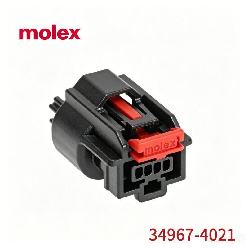 โมเล็กซ์ 34967-4021 โฮสติ้งเครื่องเชื่อมรถยนต์สีดํา 4 ปิน พร้อมคลิปล็อคสีแดง เครื่องเชื่อม Molex ของแท้