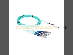 ชุดสายเคเบิลแบบกำหนดเองความเร็วสูงพิเศษ 200G QSFP-DD Copper DAC สำหรับการส่งข้อมูลความหนาแน่นสูงและใช้พลังงานต่ำ